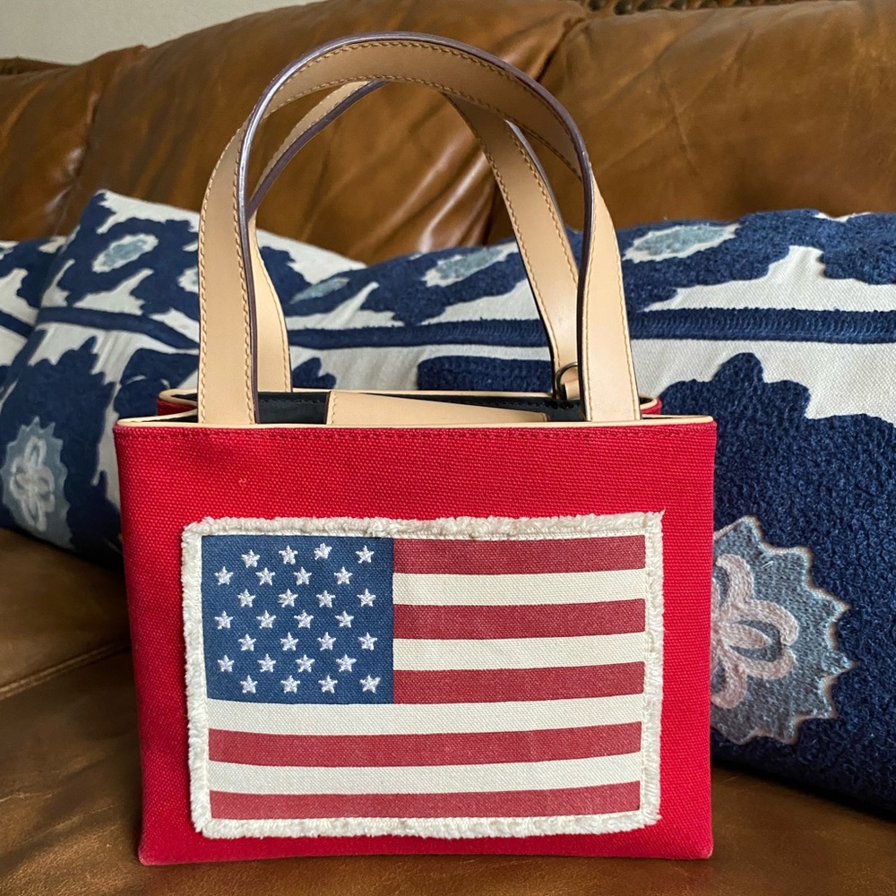 Q &A USA American Flag Patriotic Fourth of July Small Canvas Handbag